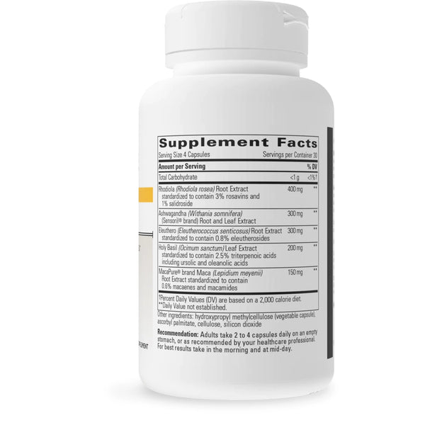 Integrative Therapeutics HPA Adapt ingredients label – stress resistance complex supplement facts and nutritional information.
