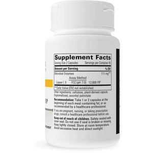 Integrative Therapeutics Lipase Concentrate HP 90 vegcaps supplement facts
