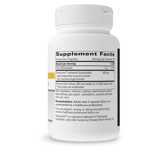 Integrative Therapeutics Theracurmin ingredients label – advanced curcumin complex for improved absorption, joint comfort, and antioxidant support.