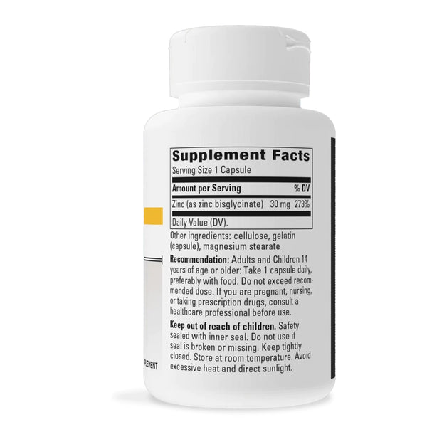 Integrative Therapeutics Zinc Chelate 30 mg 100 caps supplement facts
