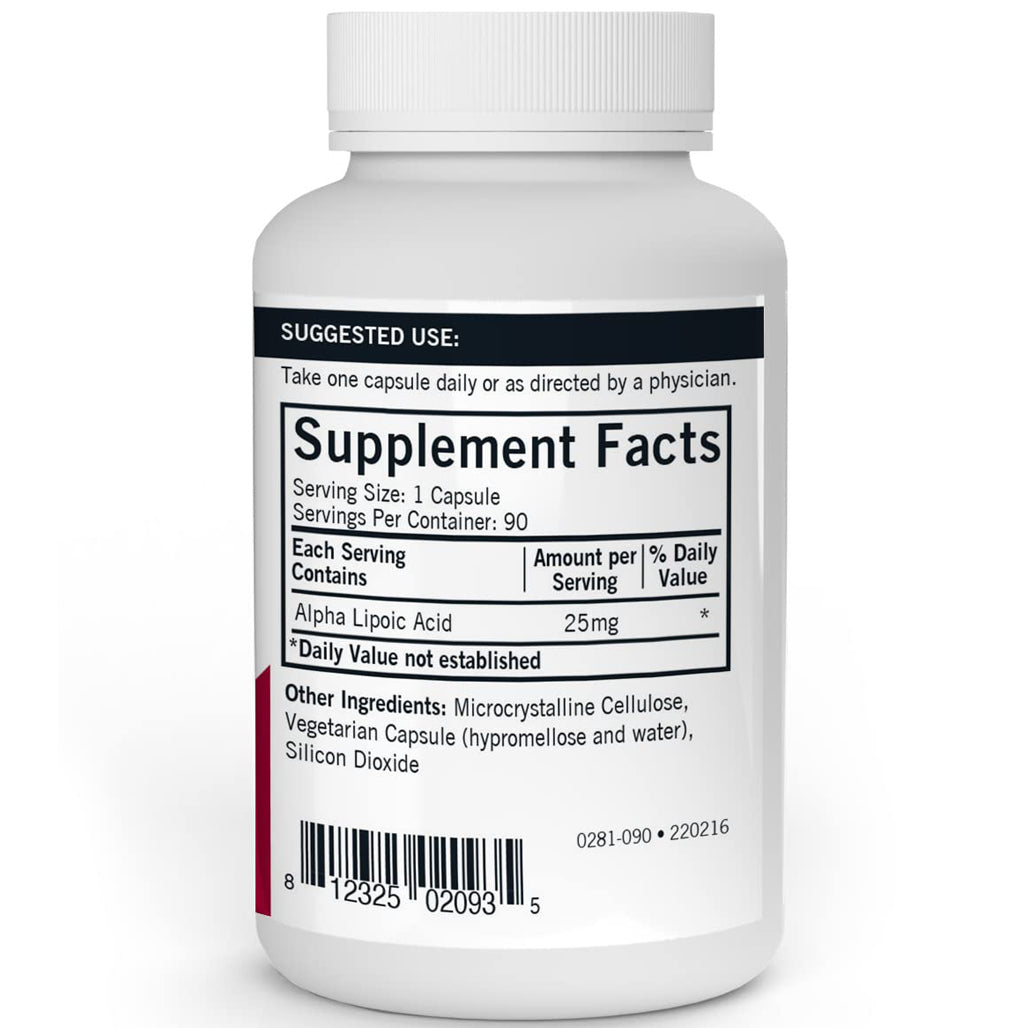Alpha Lipoic Acid 25 mg Kirkman labs - Supplement Facts