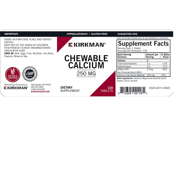 Calcium with Vitamin D3 Kirkman labs