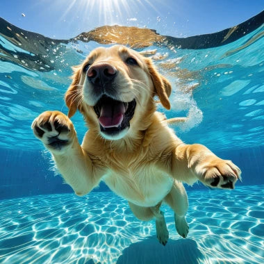 Nutriessential pet supplements banner displaying dog for joint, immune, and daily wellness support