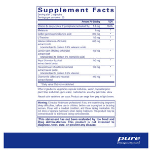 Pure Encapsulations Best-Rest Formula supplements facts