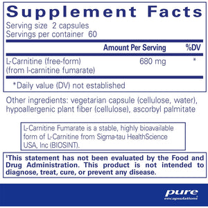 Pure Encapsulations L-Carnitine fumarate Dietary Supplement Ingredients