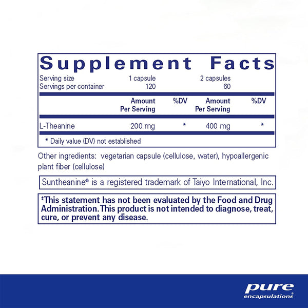 Pure Encapsulations L-Theanine 400 mg Supplement Ingredients