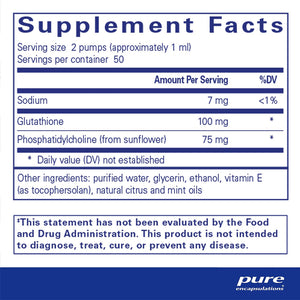 Pure Encapsulations Liposomal Glutathione Supplement Ingredients