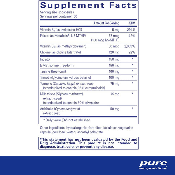 Pure Encapsulations Lipotropic Detox Supplement Ingredients