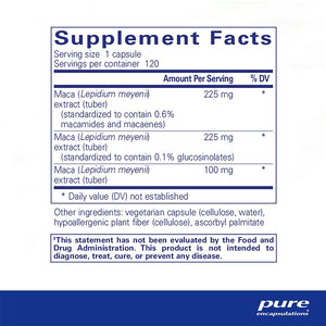 Pure Encapsulations Maca-3 supplements ingredients