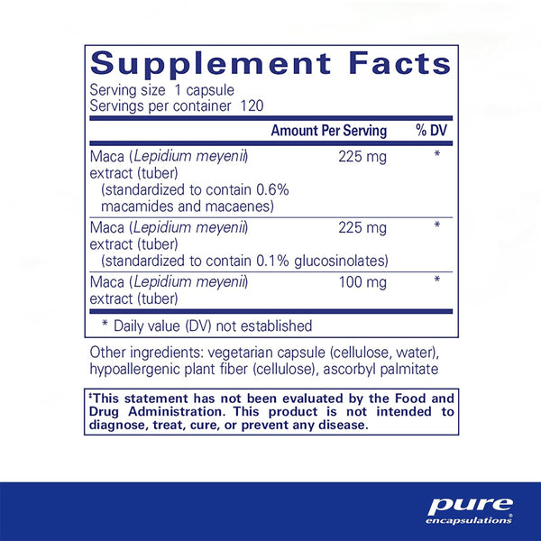 Pure Encapsulations Maca-3 supplements ingredients