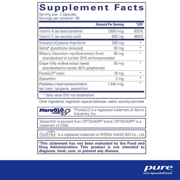 Pure Encapsulations Macular Support Formula supplements ingredients