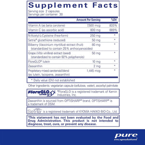 Pure Encapsulations Macular Support Formula supplements facts