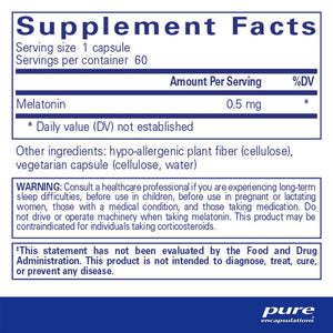 Pure Encapsulations Melatonin 0.5mg supplements ingredients