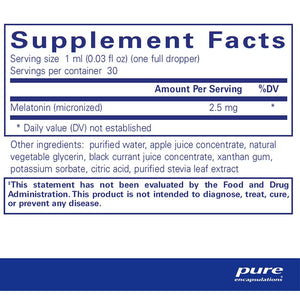 Pure Encapsulations Melatonin liquid supplements facts