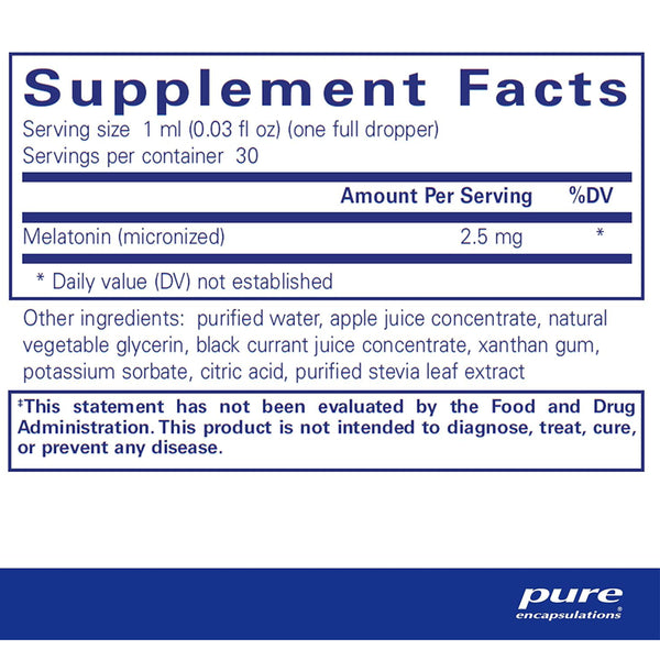 Pure Encapsulations Melatonin liquid supplements facts