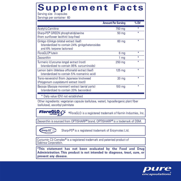 Ingredients of Pure Encapsulations Memory Pro 