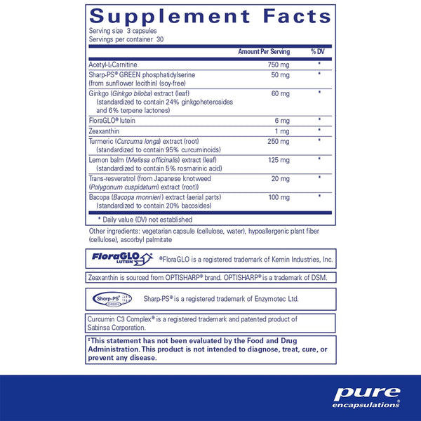 Pure Encapsulations Memory Pro supplements facts