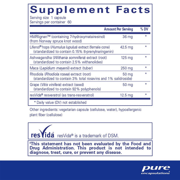 Pure Encapsulations MenoVive supplements facts