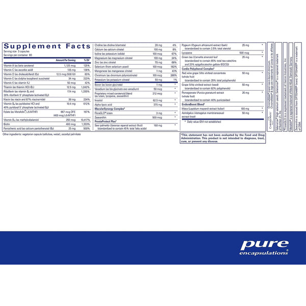 Pure Encapsulations Men's Nutrients supplements facts