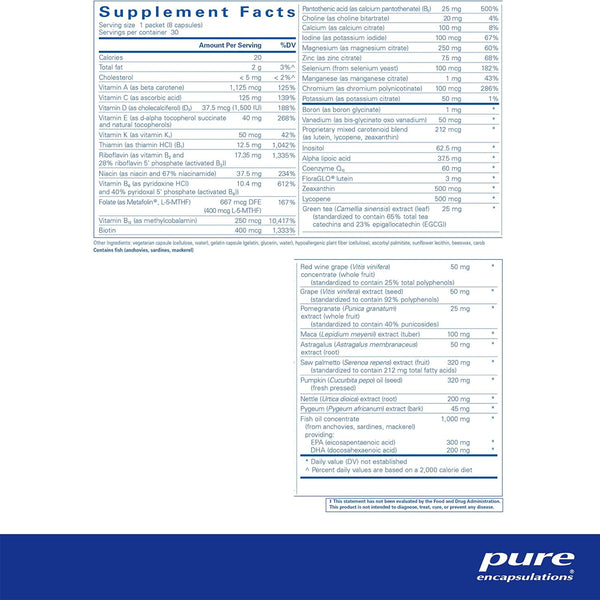 Pure Encapsulations Men's Pure Pack with Metafolin supplements facts