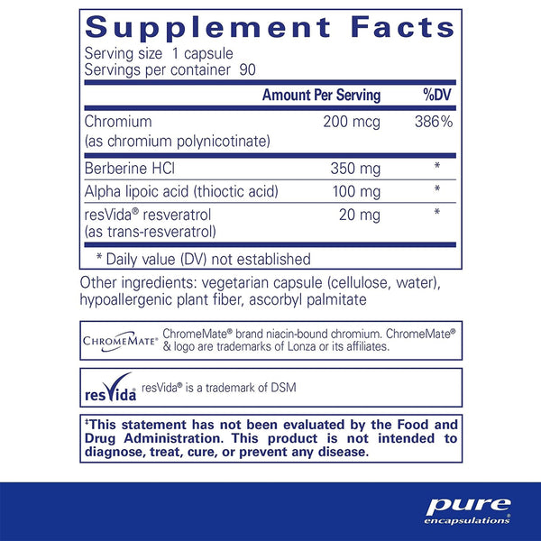 Pure Encapsulations Metabolic Xtra supplements facts