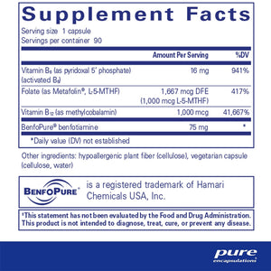 Pure Encapsulations MethylAssist supplements facts