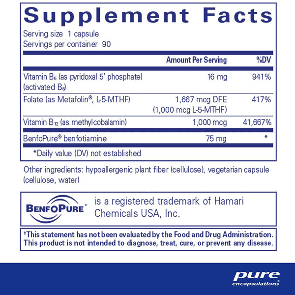 Pure Encapsulations MethylAssist supplements facts