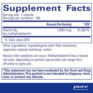 Pure Encapsulations Methylcobalamin 1000mcg supplements ingredients