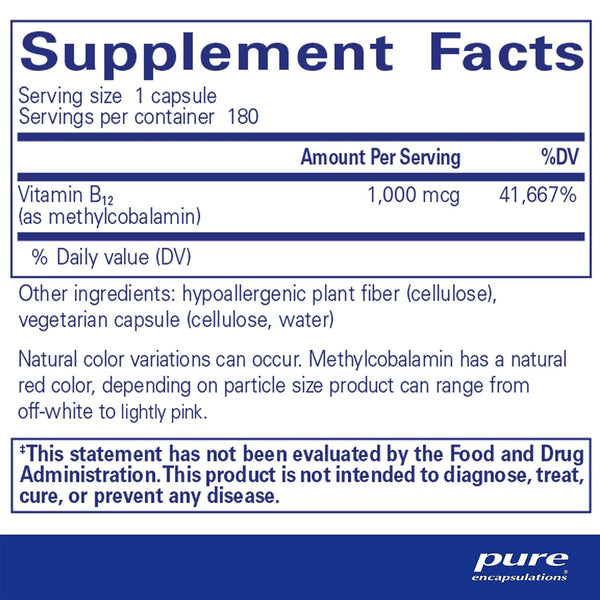 Pure Encapsulations Methylcobalamin 1000mcg supplements ingredients
