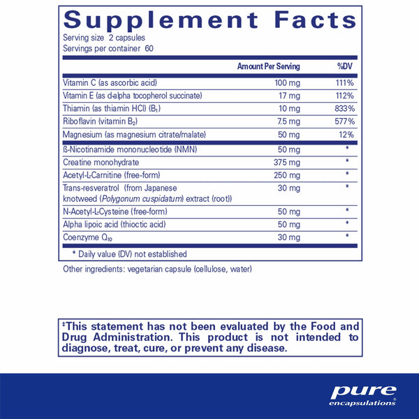 Pure Encapsulations Mitochondria-ATP supplements facts