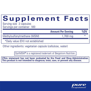 Pure Encapsulations MSM supplements ingredients