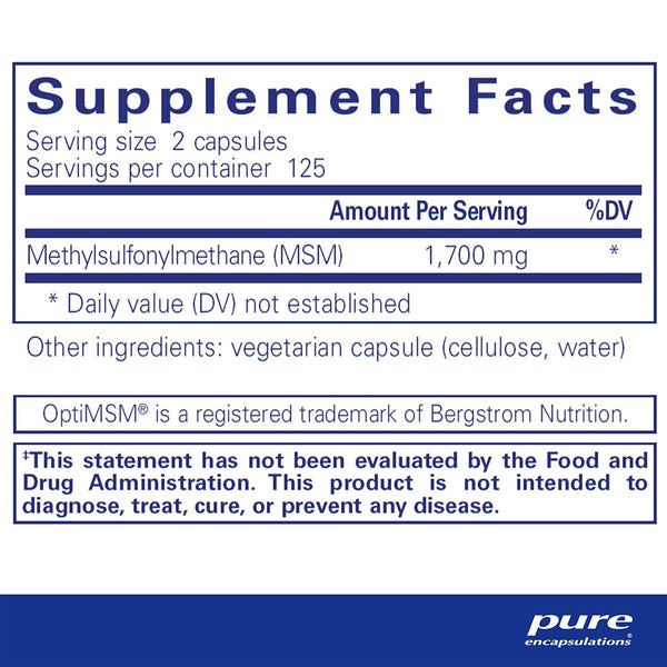 Pure Encapsulations MSM supplements facts