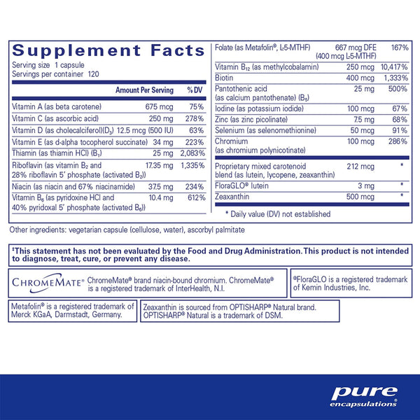 pure encapsulations multi t/d supplement ingredients