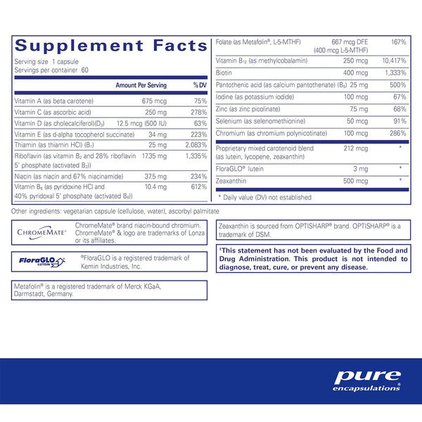 Pure Encapsulations Multi t/d supplements facts