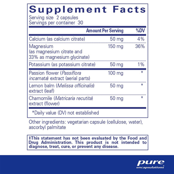 Pure Encapsulations Muscle Cramp/Tension Formula supplements facts