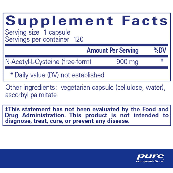 Pure Encapsulations NAC 900mg supplements facts