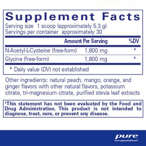 Pure Encapsulations NAC + Glycine powder supplements facts