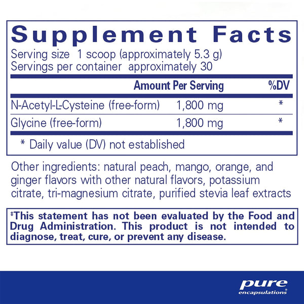 Pure Encapsulations NAC + Glycine powder supplements facts