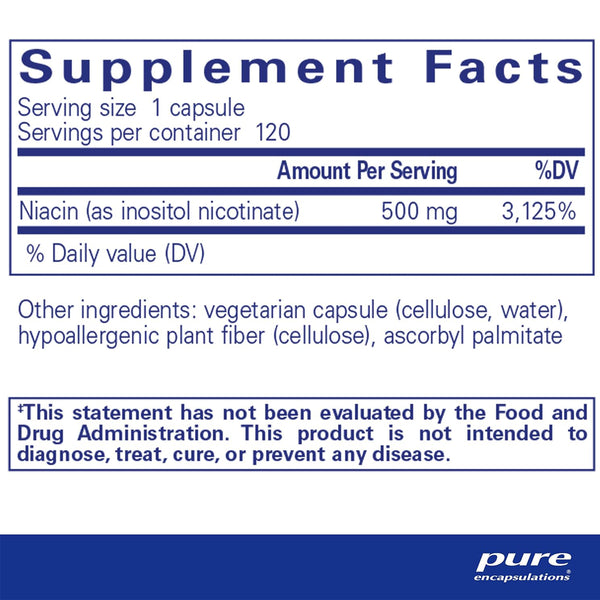 Pure Encapsulations Niacitol 500mg supplements facts