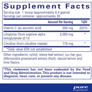 Pure Encapsulations Nitric Oxide Support supplements facts