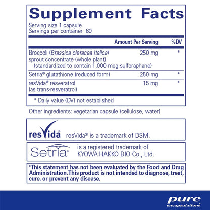 Pure Encapsulations Nrf2 Detox supplements facts