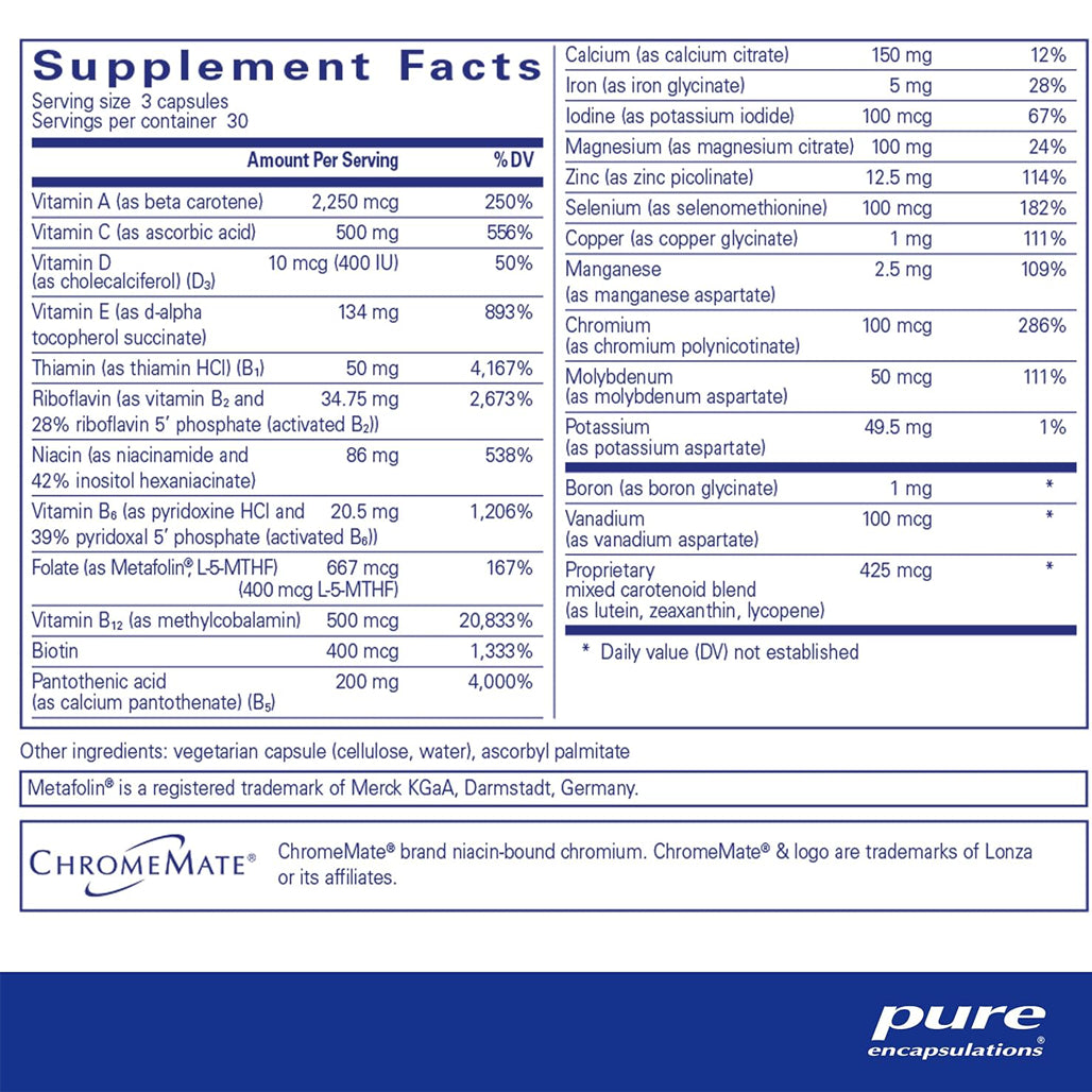 Pure Encapsulations Nutrient 950 supplement facts