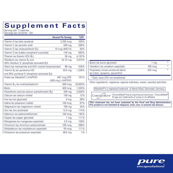 Ingredients of Pure Encapsulations Nutrient 950 Supplement