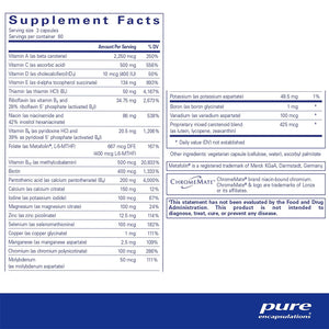 Pure Encapsulations Nutrient 950 Without Iron supplements facts