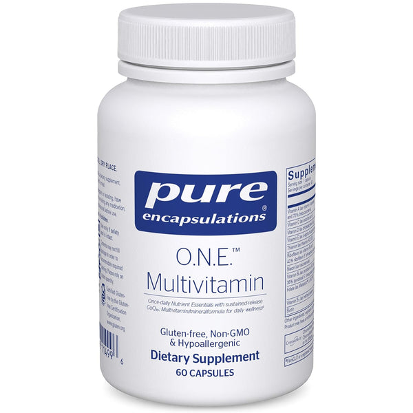 Pure Encapsulations O.N.E. Multivitamin 60 capsules – once-daily formula with active B vitamins, CoQ10, and antioxidants for full-body health.