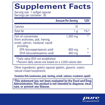 Pure Encapsulations O.N.E. Omega supplements facts