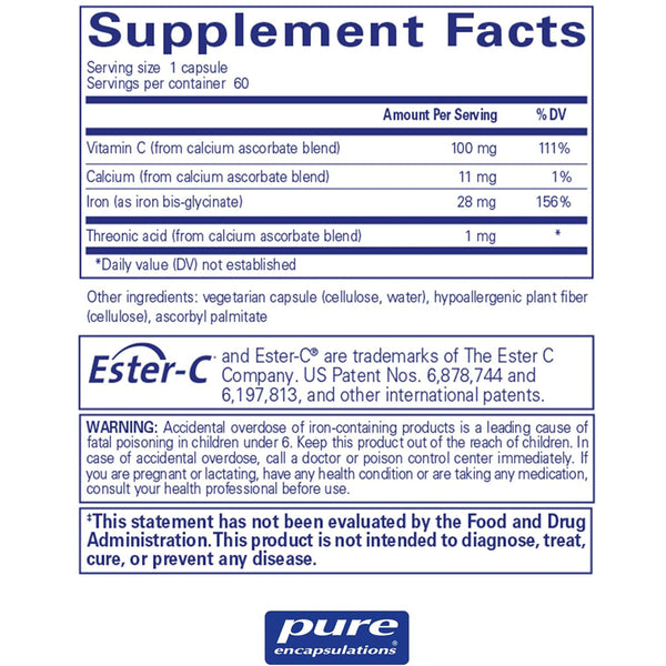 Pure Encapsulations OptiFerin-C supplements facts