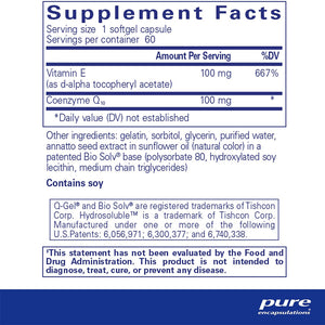Pure Encapsulations Q-Gel 100 mg supplements facts