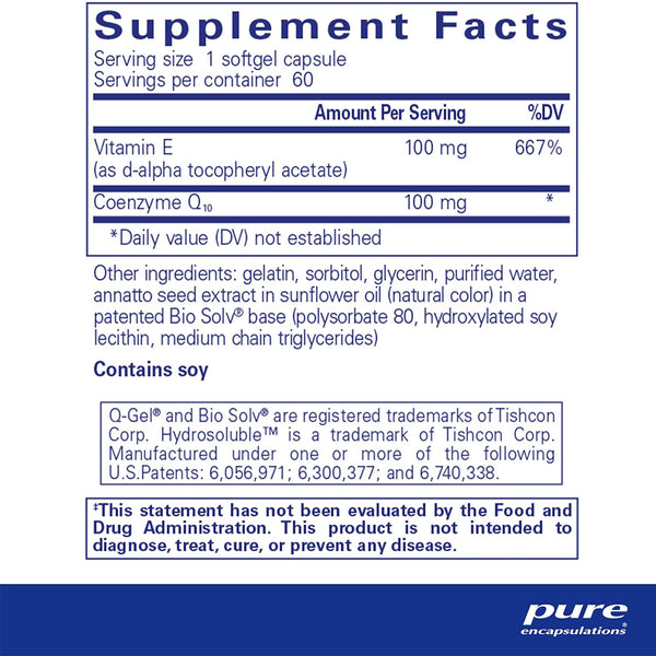 Pure Encapsulations Q-Gel 100 mg supplements facts