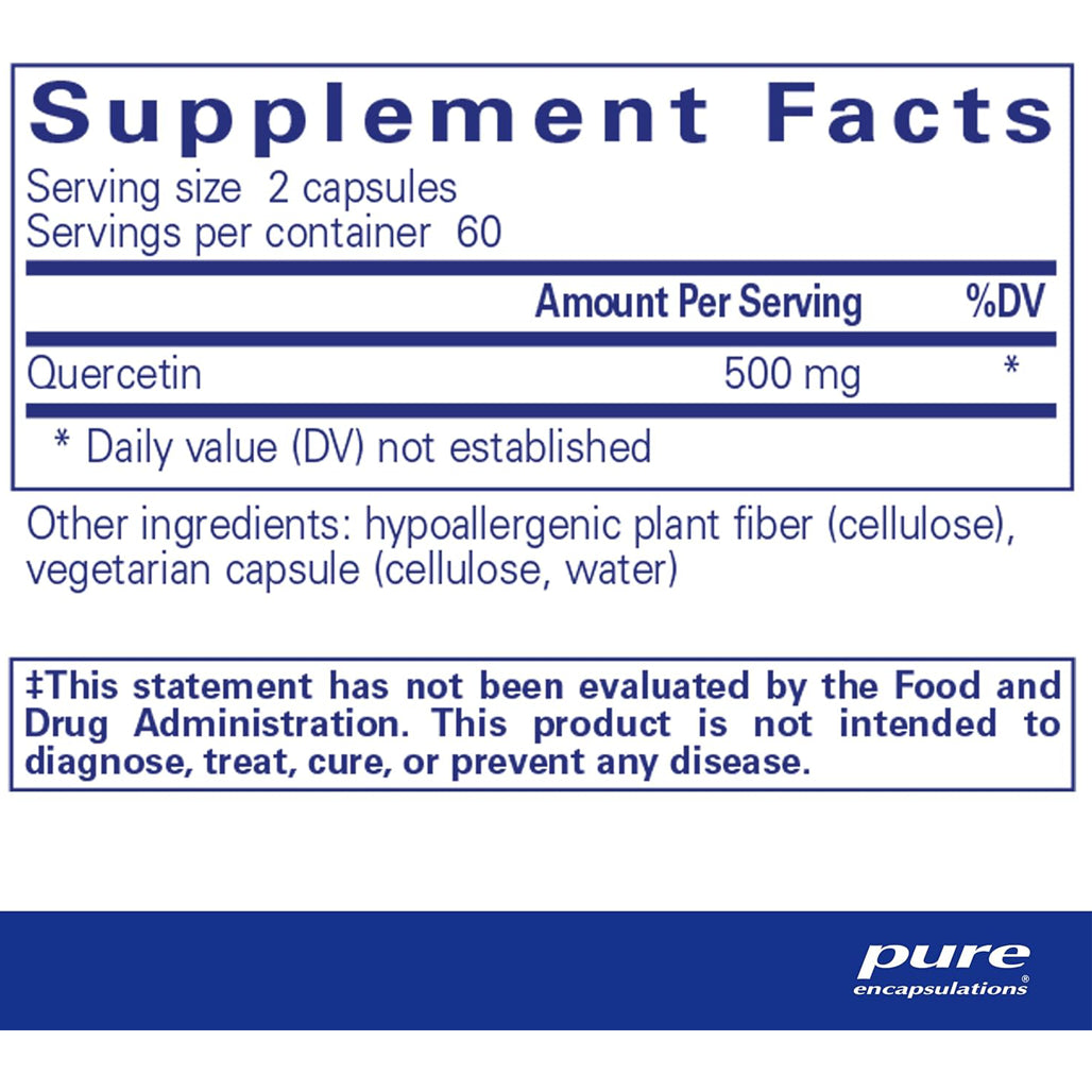 Pure Encapsulations Quercetin 250 mg supplements facts